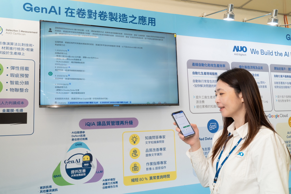 友達數位積極發展數智化轉型，透過AI落地應用優化製造流程，革新人力、生產效率與設備維護效益，圖為「智慧品質推升助手-iQIA」（Intelligent quality improve assistant）應用情境，協助品質管理再升級